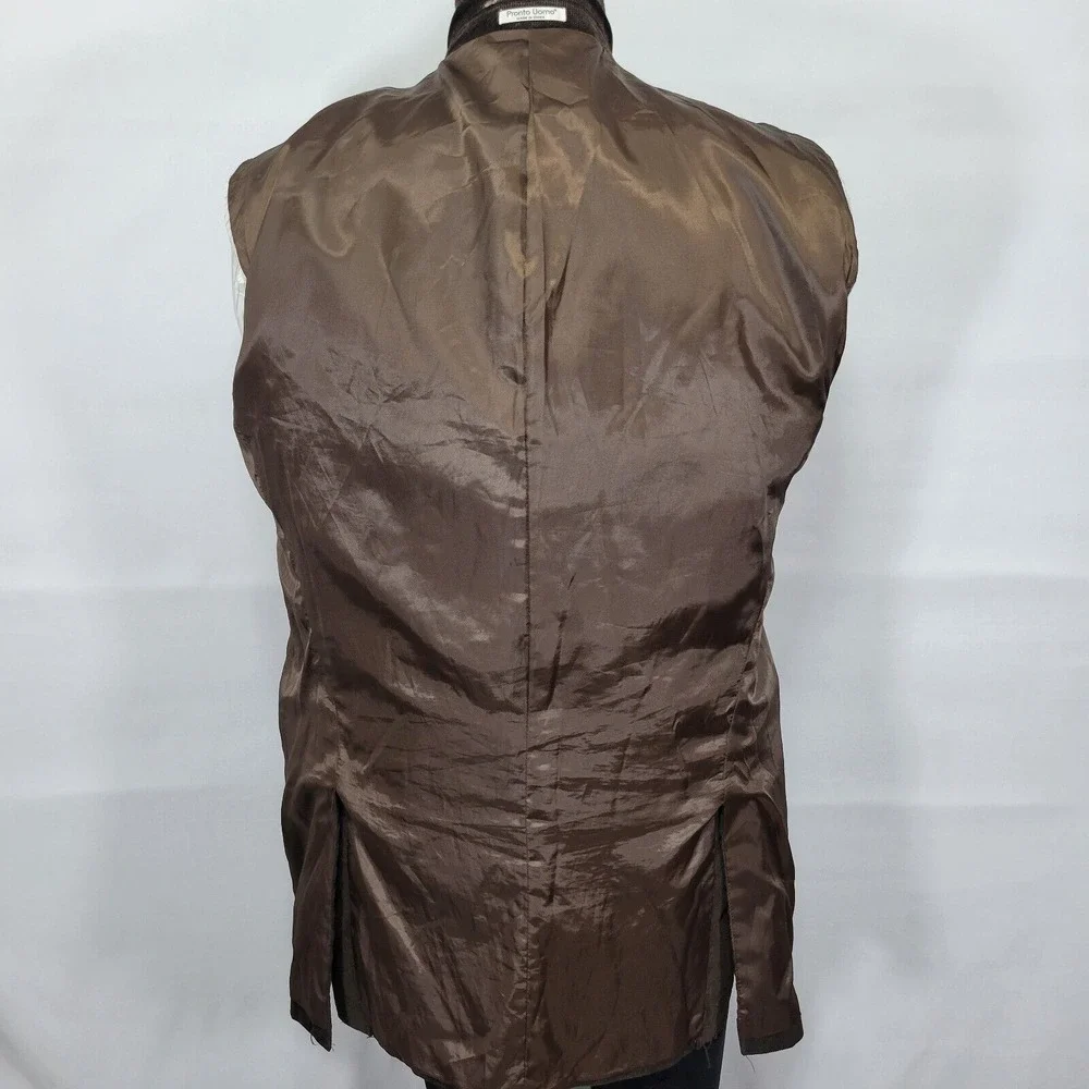 Pronto Uomo Men's Sport Coat Blazer Two Button Brown Corduroy‎ Cotton Sz 48XL